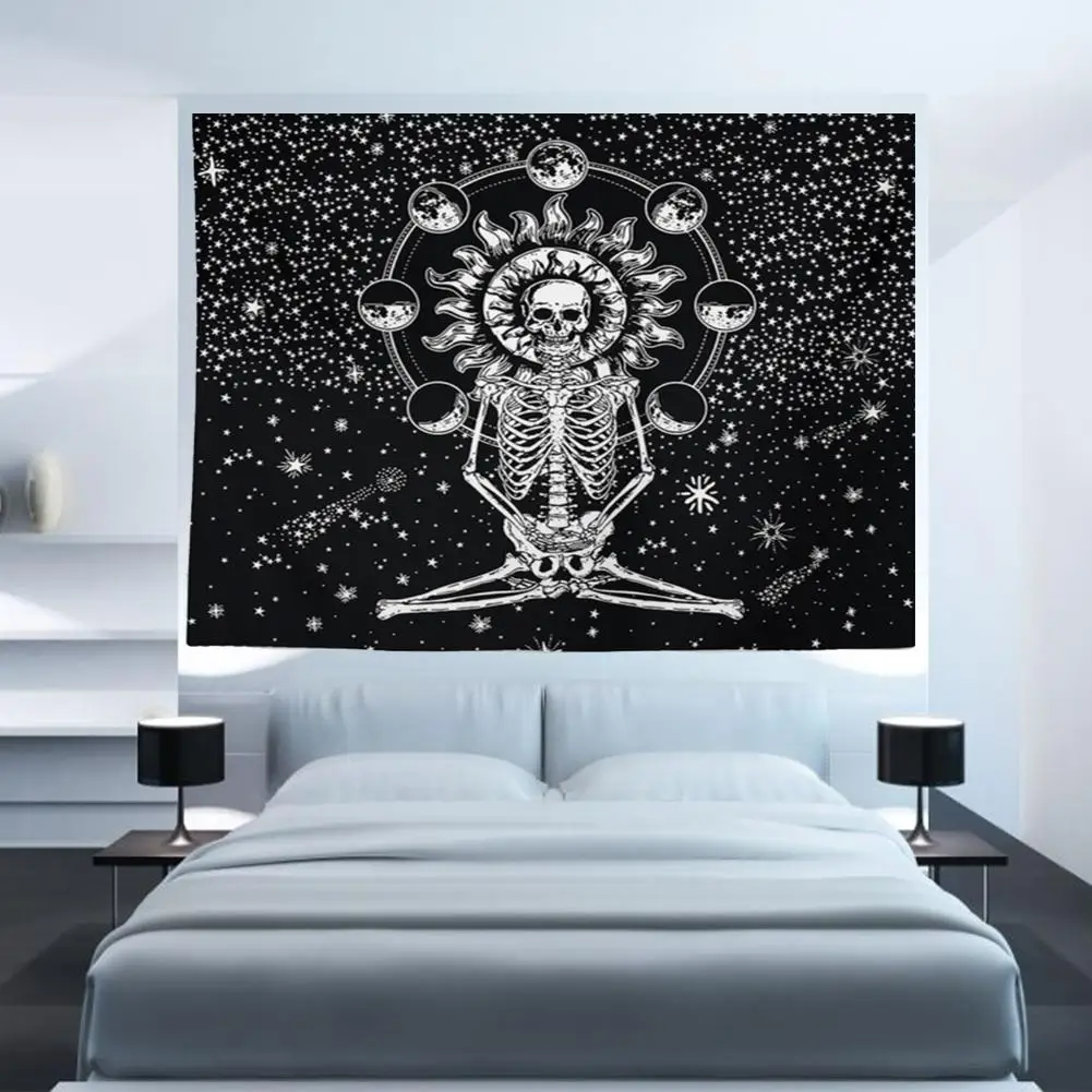 Mandala Skull Printed Tapestry Wall Hanging Blanket Yoga Mat Bedroom Art Decor 