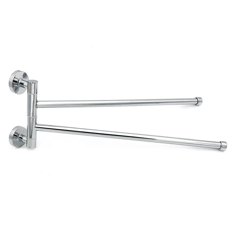 Household Stainless Steel Towel Rack Punch-free 360 Degree Rotating Towel Rack Silver Towel Rack