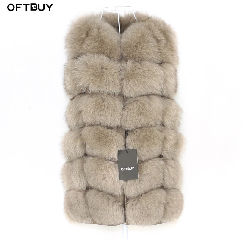 Женский утепленный жилет без рукавов OFTBUY из натурального Лисьего меха уличная