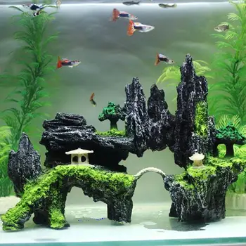 

Playing Artificial Resin Rock Cave View Tree Bridge Aquarium Mountain Climbing Simulation Landscaping Rockery Stone Fish Tank