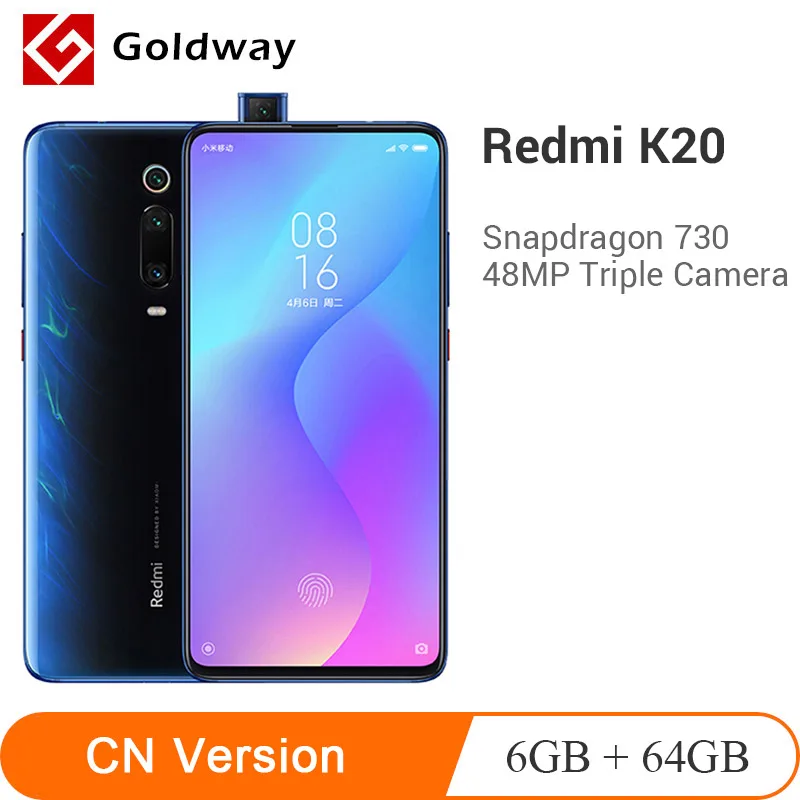 Смартфон Xiaomi Redmi K20 с глобальной ПЗУ, 6 ГБ, 64 ГБ, Восьмиядерный процессор Snapdragon 730, задняя камера 48 МП, 4000 мАч, распознавание экрана