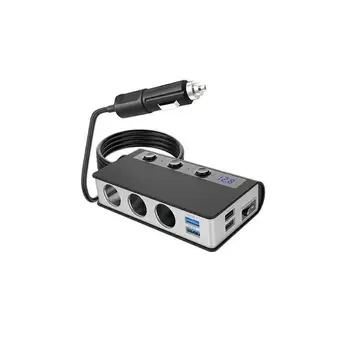 

12V/24V 3x Socket Cigarette Lighter Splitter QC 3.0 4x USB Charger LED Voltmeter M5TB