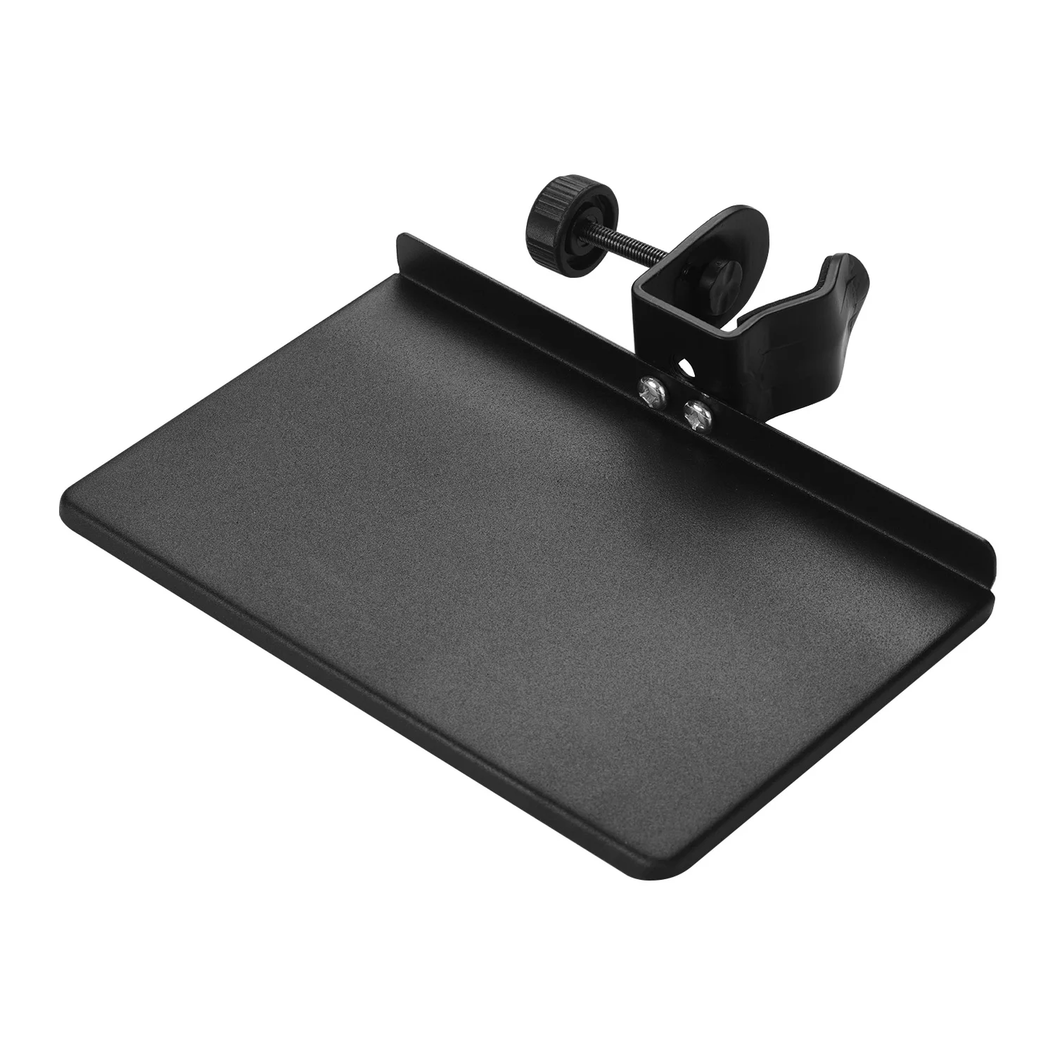 thumbnail image 2 of Microphone Stand With Clamp-On Rack Tray - Adjustable Height Heavy Base For PC & Tablet 2 of 12