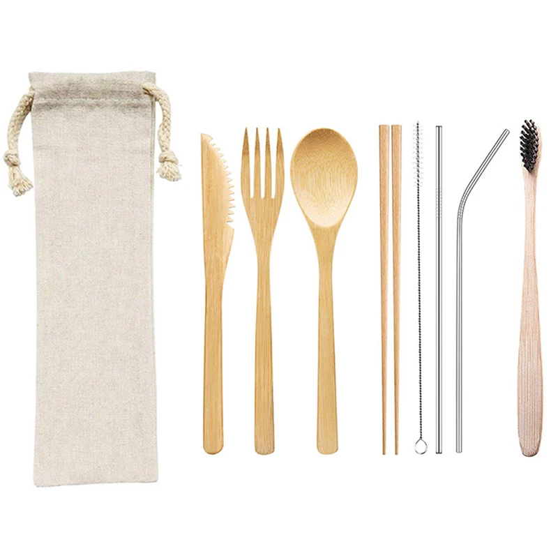 1Set Eco Friendly Bamboo Toothbrush Sets Plastic-Free Bamboo Tooth Brush Portable Travel Set Wholesale