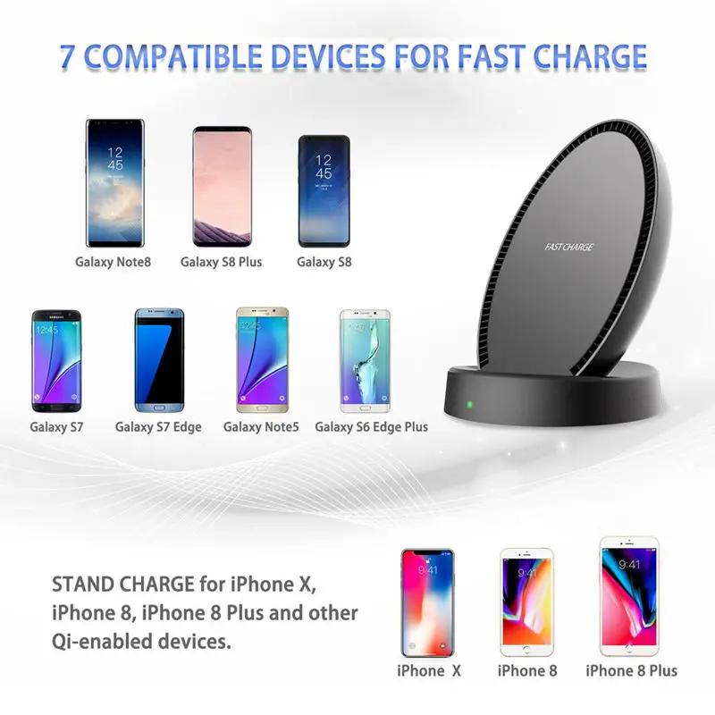 FFYY-Fast Wireless Charger, Wireless Charging Stand With Cooling Fan For Iphone Xr/Xs Max/Xs/X / 8/8 Plus, For Galaxy S9/S9+/S