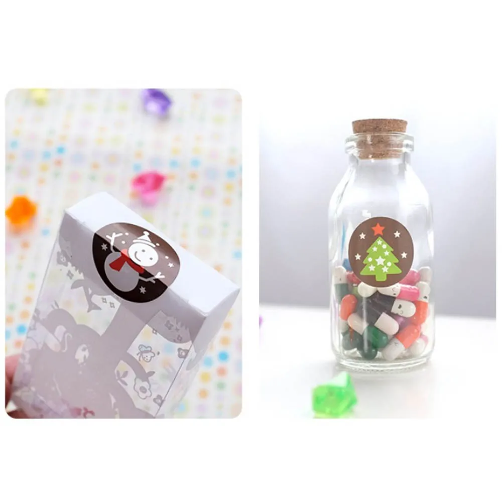 160pcs Christmas Round Adhesive Label Stickers for Envelopes Goodie Bag Favors Gift Boxes Decorations