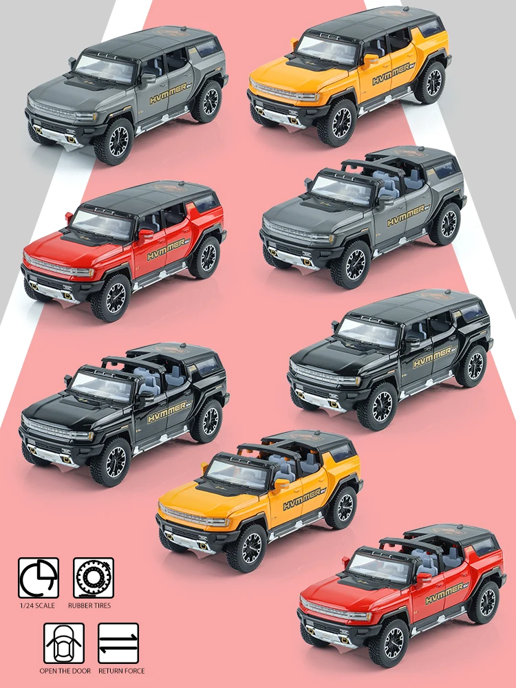 Большая внедорожная модель внедорожника Hummer ev Black Manba 1:24 Коллекционная