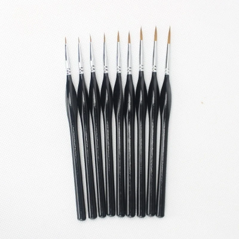 9Pcs/Set Hook Line Soft Hair Pen Oil Watercolor Painting Brush Drawing School Students Supplies