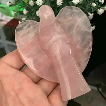 

1pcs Natural pink crystal rosestone hand-carved lovely angel reiki crystal polishing color beautiful Christmas gift