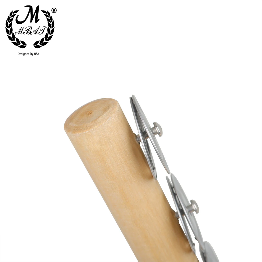 M MBAT Hand Bell Portable Percussion Instrument for Music Enthusiast Baby Wooden Rattle Kids Educational toys Six Bell Cymbals