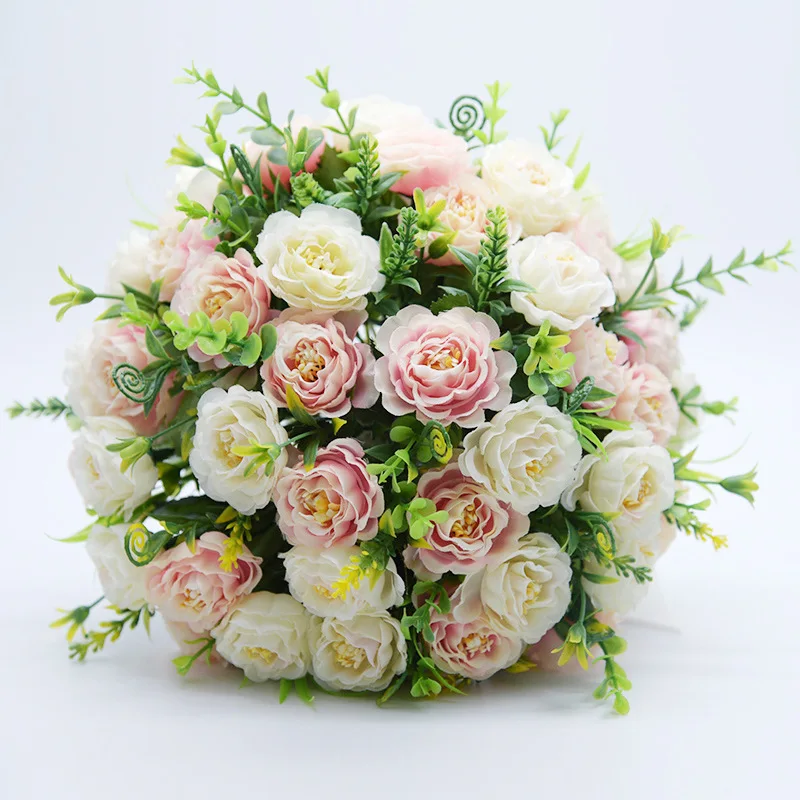 Эмуляция Свадебный букет синий свадебный букет шезлонг розы, искусственные цветы украшение дома SPH05