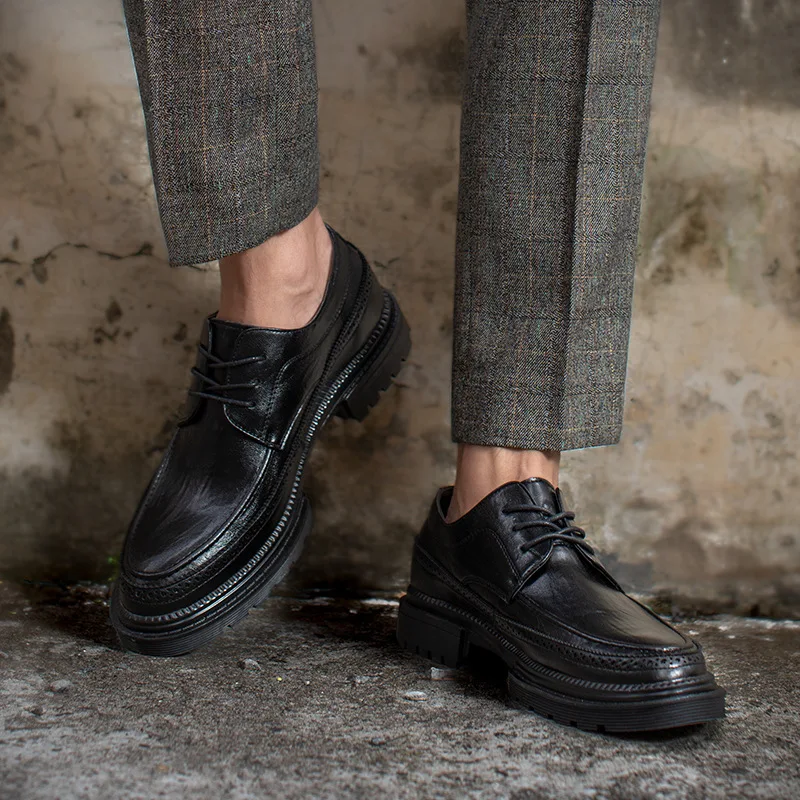 Thick Sole Dress Mens Shoes Genuine 