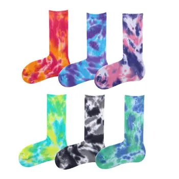

Street European Skateboard Thick Line Cotton Couple Pile Tie Knee-high Cycling Tie-dye Dye Pile Socks Socks Running Hiking H6J0