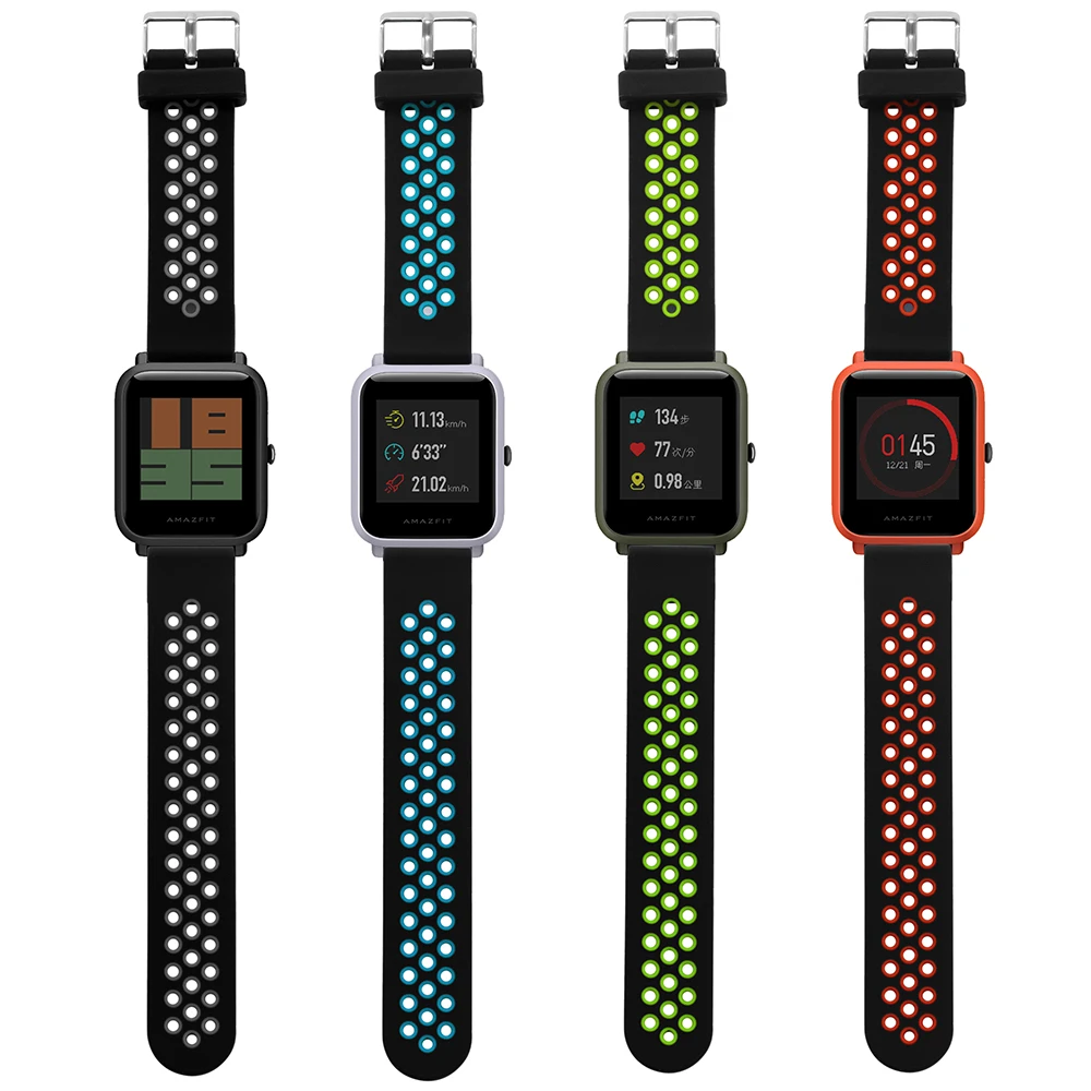 3в1 Для Xiao mi Hua mi Amazfit Bit ремешок BIP PACE Lite Молодежные умные часы mi Fit braceket+ силиконовые полосы+ мягкий чехол+ 2 пленки для экрана