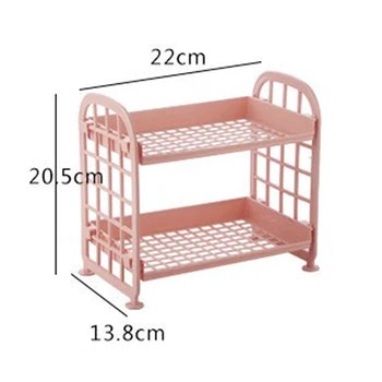 

Double Layer Hollow Shelf Plastic Cosmetics Desktop Storage Rack With 2 Tier Shelf Holder Household TB Sale