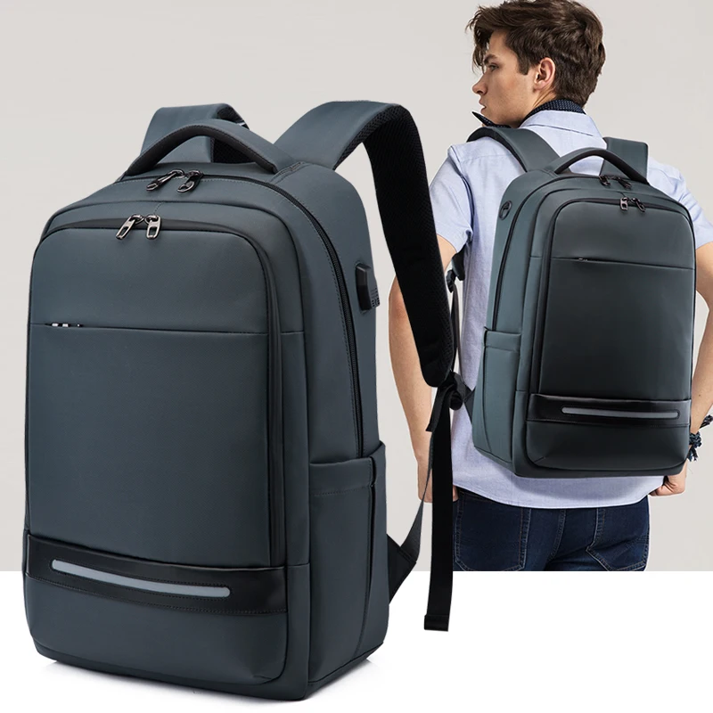 Мужские школьные рюкзаки Edison на молнии 17 дюймов с защитой от кражи, водоотталкивающая дорожная сумка, мульти USB зарядное устройство для мужчин, Mochila, рюкзак - Цвет: Серый