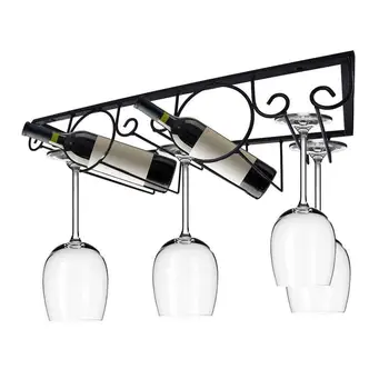

AsyPets Iron Wine Glass Hanging Holder Goblet Stemware Storage Organizer Rack