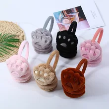 Crianças orelha muffs moda inverno adorável engrossar pelúcia earmuffs alta qualidade cor sólida crianças dos desenhos animados gato orelha mais quente pele earmuff