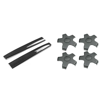 

2 Set Car Accessories: 1 Set Center Console Dashboard Panel Wrap Overlay Cover Trim & 1 Set Wheel Center Hub Cap Cover