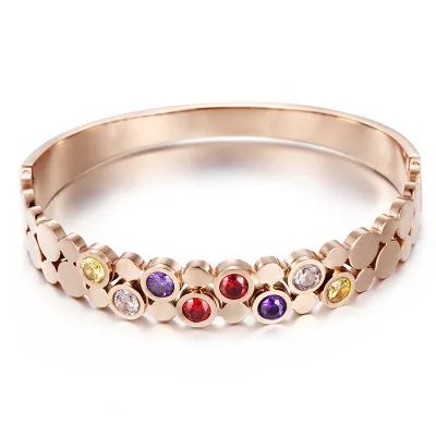 rose gold Серебро/золото/розовое золото разноцветный из нержавеющей стали кристалл циркониевые браслеты и браслеты для женщин Bijoux Pulseir Femme - Окраска металла: rose gold