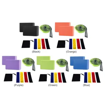 

7pcs/set Yoga Blocks Bricks Resistance Bands Stretch Strap with Carry Bag