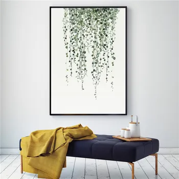 

Home Decor Watercolor Plant Leaves Poster Print Landscape Wall Art Canvas Painting Picture for Living Room Cactus Decoration