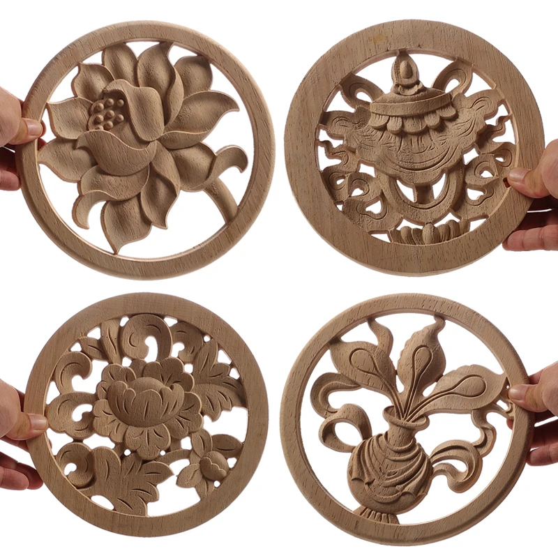Wood Applique Wood Decal Craft Onlay Door Carving Unpainted Classical Leaves Wooden Furniture Decoration Accessories Window For ornament crafts,wooden figurine crafts,wood figurines,miniature leaf ornament