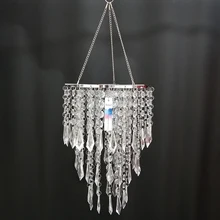 Camal colgador alto de 57CM y 22CM, marco de centro de mesa cromado, cadena de cuentas acrílicas para candelabro, colgante, boda y Navidad, 1 pieza