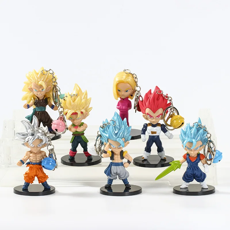 

7pcs/set Dragon Ball Keychain Garage Super Saiyan Monkey King Vegeta Gogeta Doll Pendant Gift Free Shipping