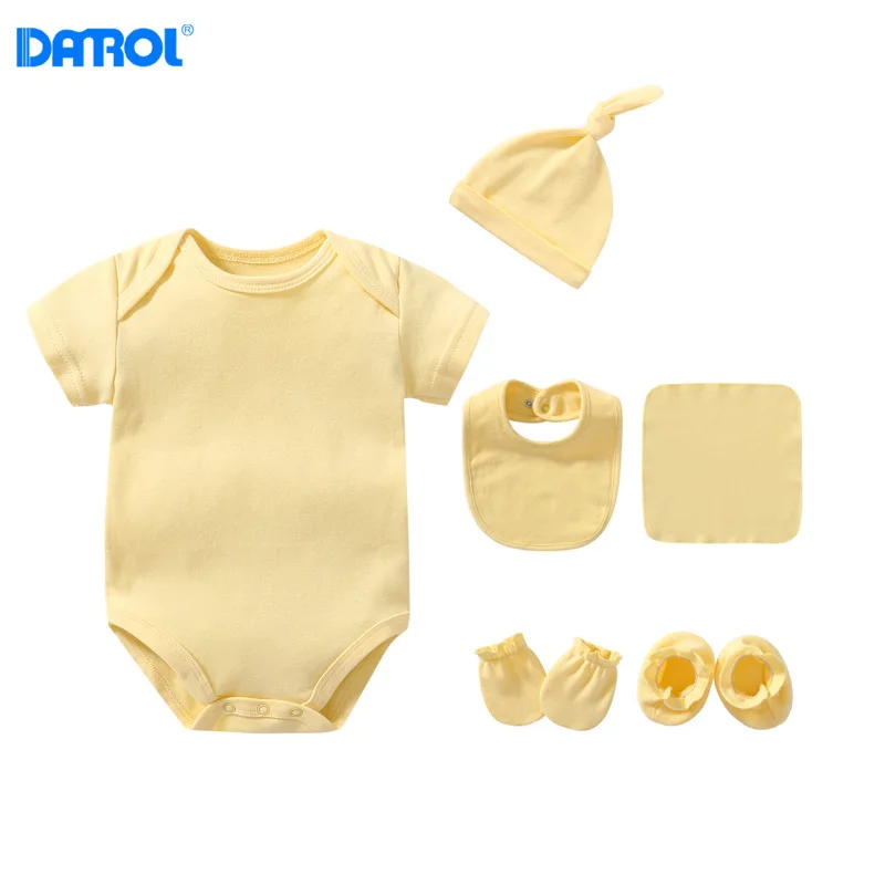 Baby Clothing Set medium 0-2 Years Newborn Baby Clothes Set Romper Hat Small Towel Baby Bibs Girls Boys Clothes Set Newborn Baby Gift Baby Clothing Set cheap Baby Clothing Set