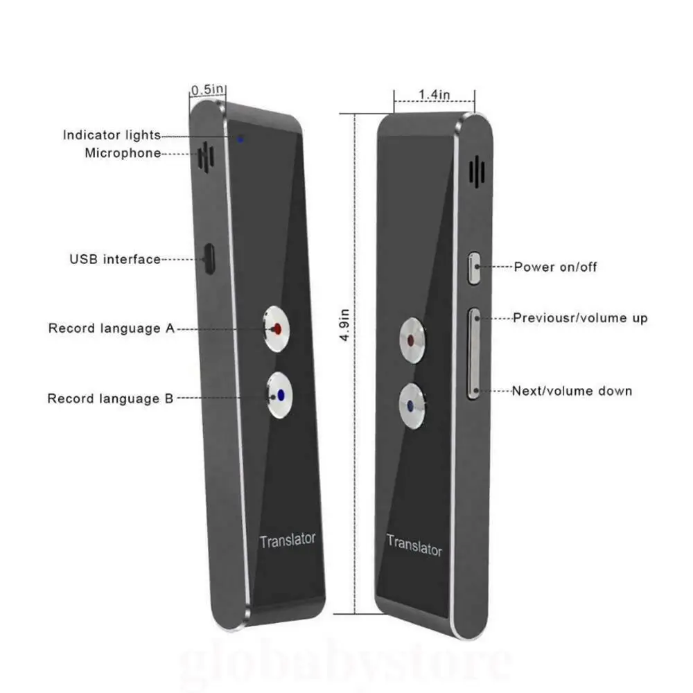 

Portable Intelligent Translator 43 Language Smart Instant Voice Translation Pocket Device Wireless Bluetooth4.1 T8