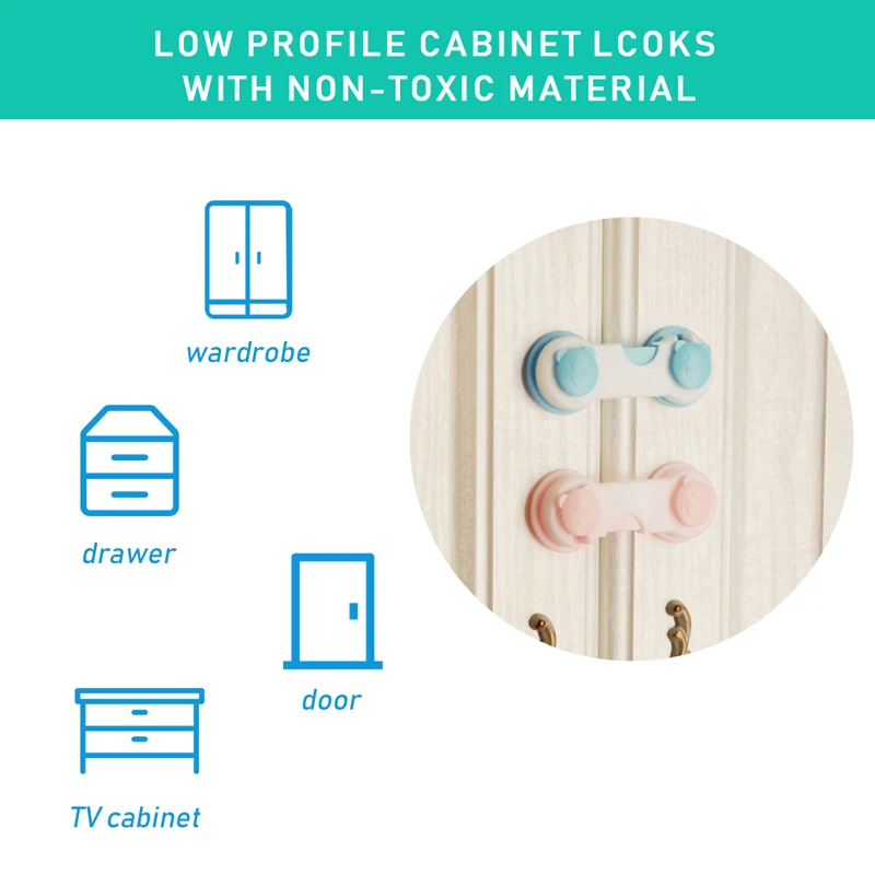 5pc Plastic Cabinet Lock Safety Baby Protection From Children Safe Locks For Refrigerators Baby Security Drawer Latches