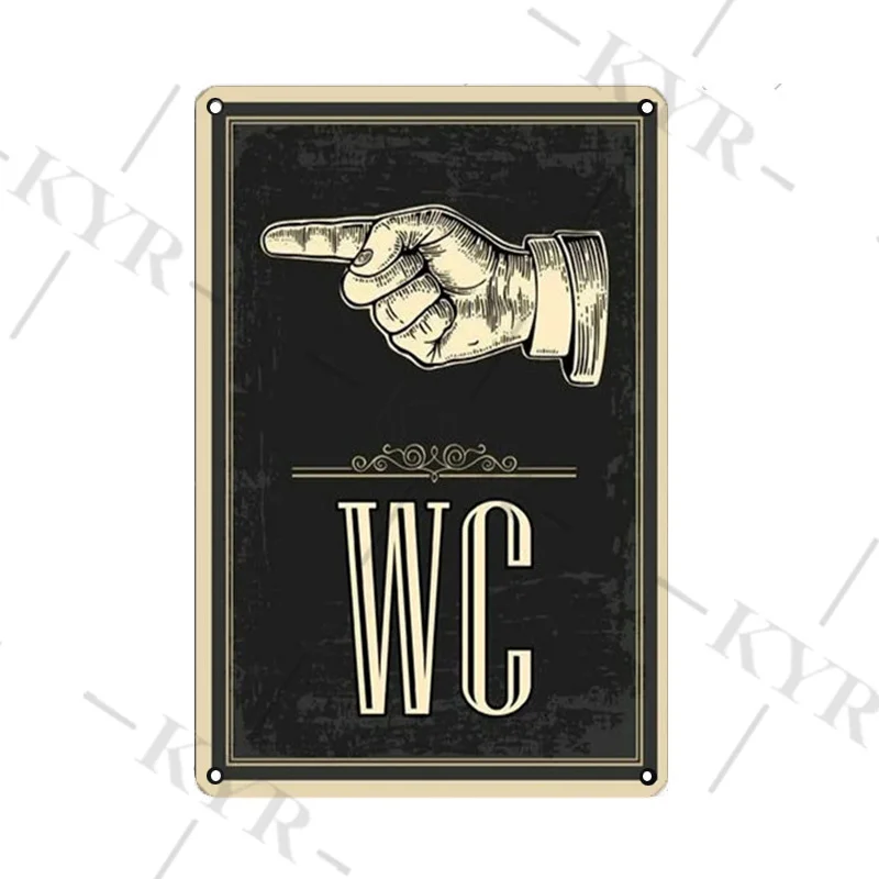 Metal Wall Signs Funny WC Sign Toilet Plate Tin Plaque KTV Bar BBQ Shop Bathroom Wall Decor Mural Home Vintage Photo