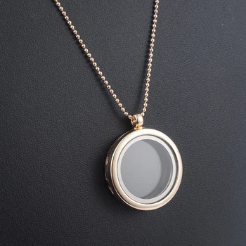 

New 3cm Round Living Memory For Floating Charm Glass Locket Pendant Necklace Gifts For Women Accessories Rose Gold Color Chain