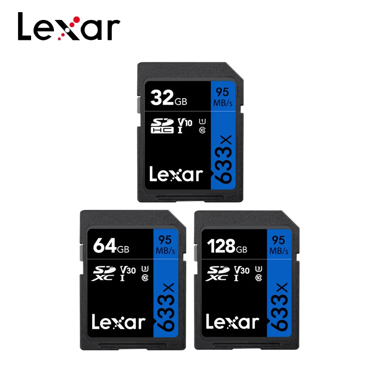 Карта памяти Lexar 633x класс 10 32 ГБ 95 Мб/с V30 64 128 U3 1080p HD 4K|Карты памяти| |