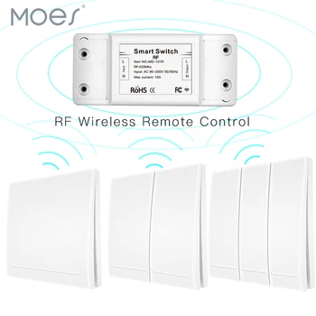 

433Mhz Wireless Smart Switch RF Remote Control Receiver Push Button Controller Wall Panel Transmitter,2 way/3 way Multi-Control