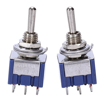 

New Hot AC 125V 6A 6 Pin Spdt On/Off/On 3-Way Mini Toggle Switch For Electric Guitar Parts, Blue (Pack Of 2)
