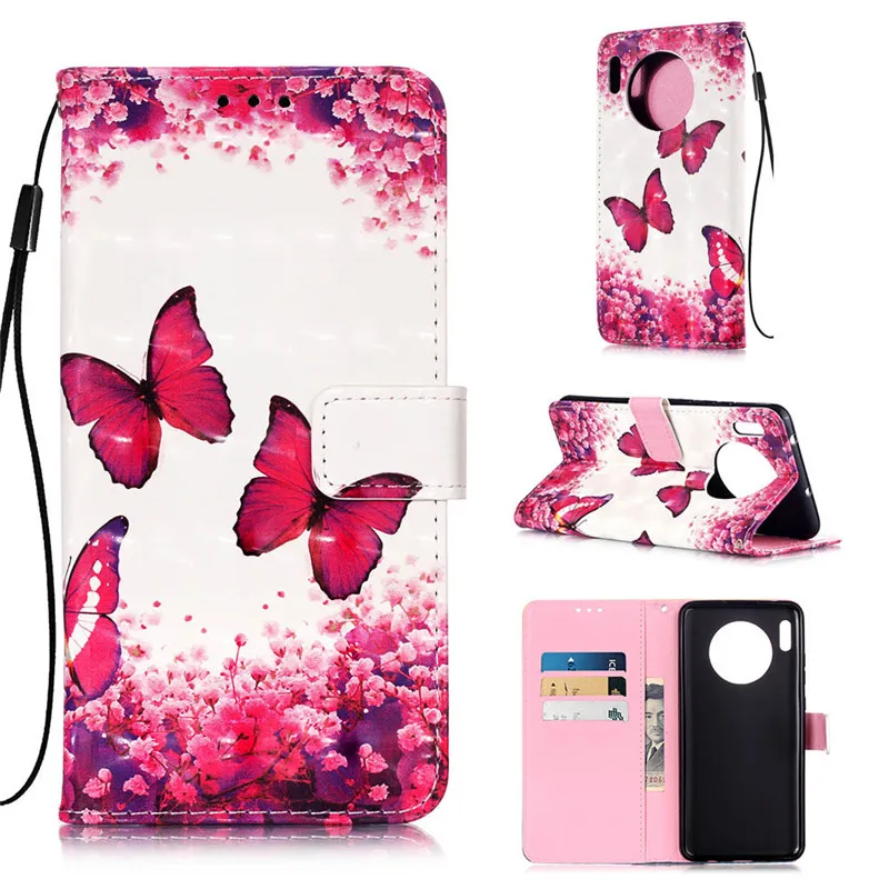 

Magetic Luxury Art Painting Flower Wallet Flip Leather Phone Shell Cover For Huawei Mate 30 Lite P20 Pro 10 lite p20 Plus Smart