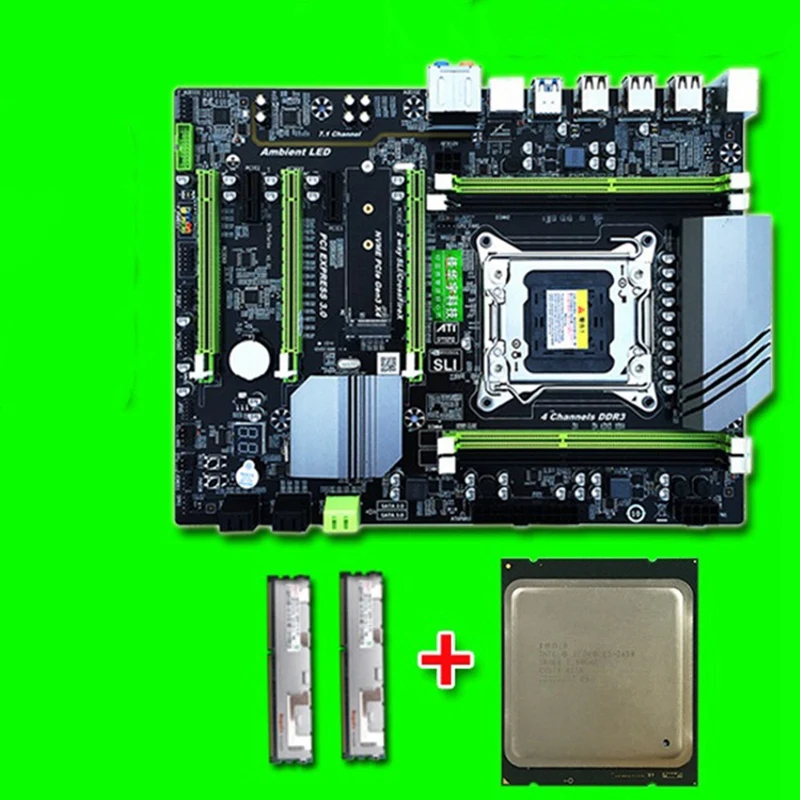 X79 Turbo Motherboard LGA2011 ATX Combos E5 2650 C2 2Pcs x 8GB 1600Mhz PC3 12800R PCI-E NVME M.2 SSD USB3.0 | Компьютеры и офис