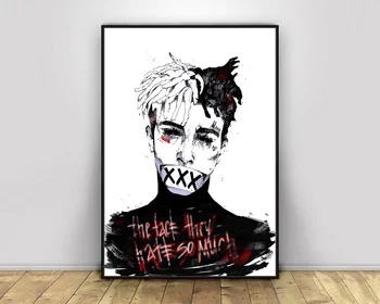

Xxxtentacion Hip Hop Rap Star Music Poster and Print Canvas Painting Wall Art Living Room Home Decor Canvas Print (No frame)#7