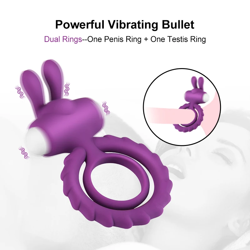 Кролик уши двойной пенис кольцо Вибраторы вибрирующее на для задержки эякуляции