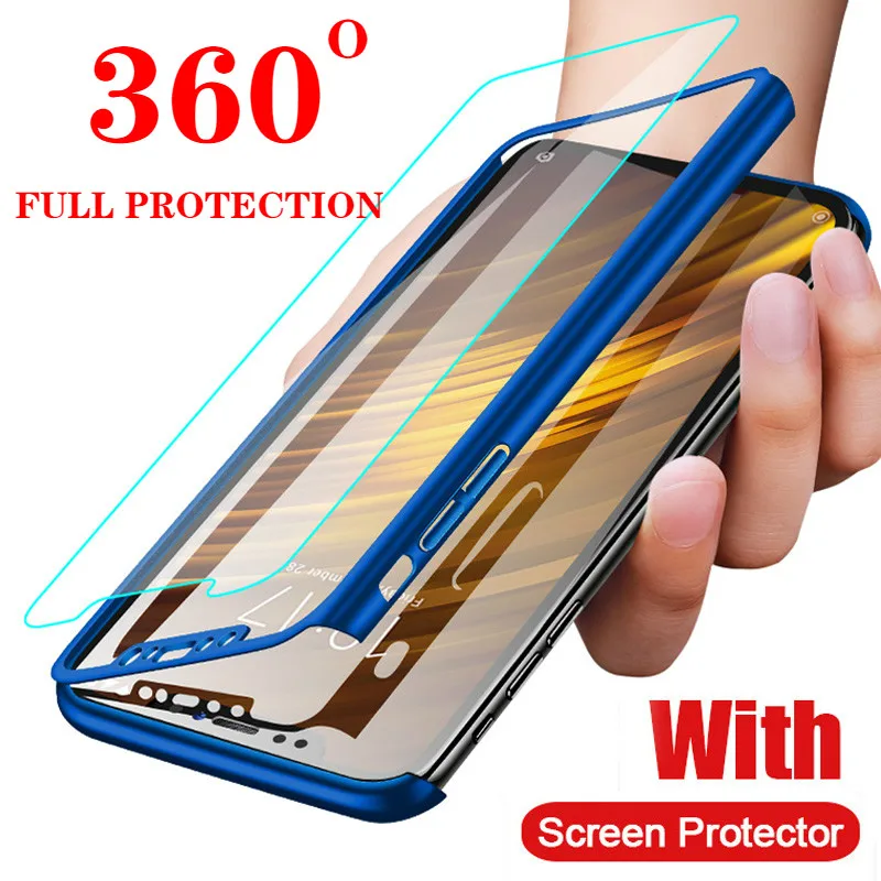 

360 Full Protect Cover for Redmi 7A 6A 5A 7 6 5 Hard PC Cover For Xiaomi A2 Lite Mi9T K20 Pro F1 Note 7 6 5 Pro Tempered Glass