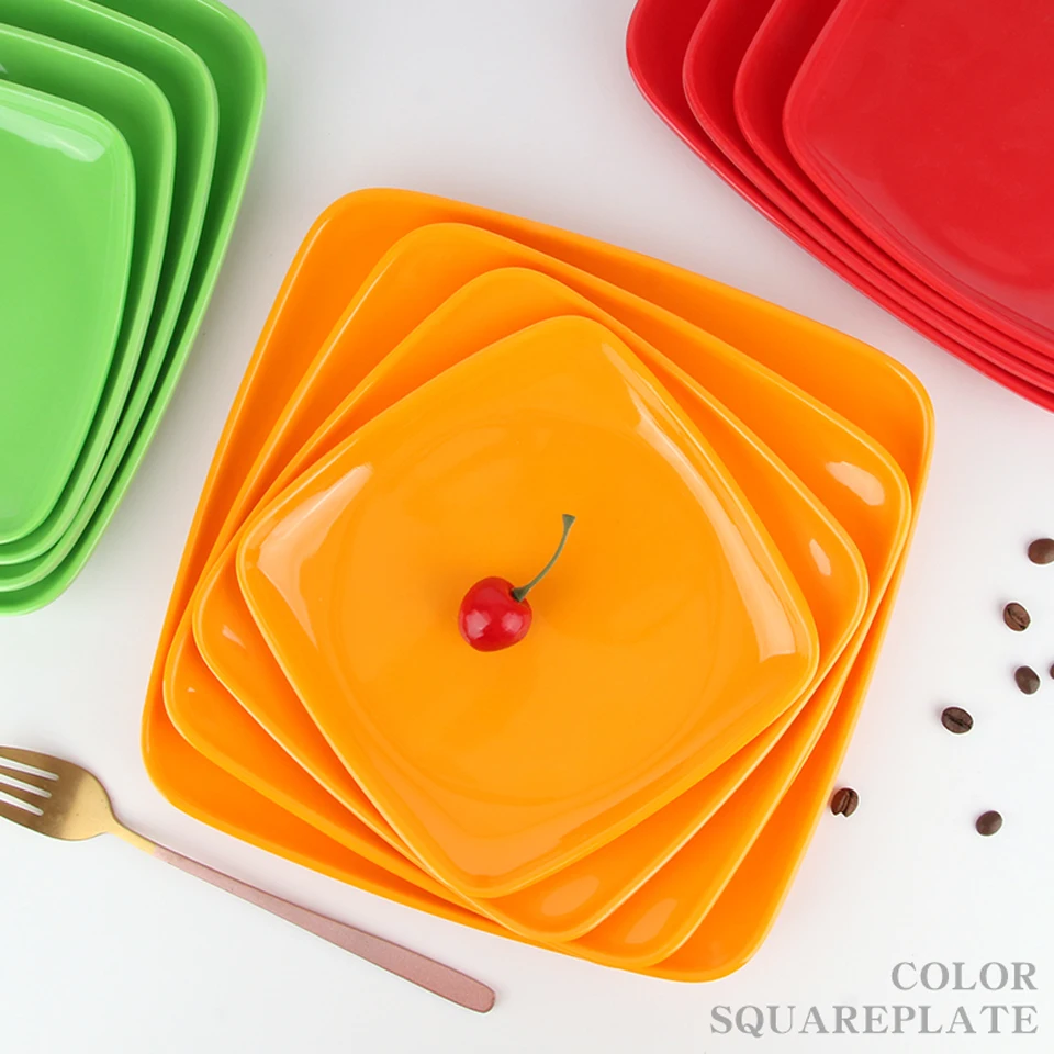 Tableware Square Plastic Dinner Plates Red Square Plastic Dinner