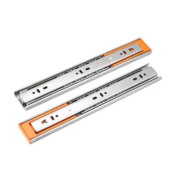 

With Damper Tool Buffer Soft Close Drawer Slide Three Section Cupboard Smooth Home Cabinet Hardware Stainless Steel Rails