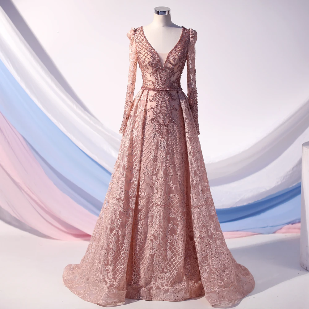 Женское вечернее платье с V образным вырезом длинным рукавом|Вечерние платья| |