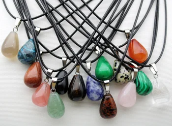 

wholesale Hot sale Water droplets Necklaces Pendants Natural Stone quartz Crystal agates malachite pendant For Women Jewelry