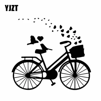 

YJZT 15.5CM*14.1CM Original Bicycle Romantic Bike Beautiful Cool Vinly Decal Decor Car Sticker Black/Silver C27-0671