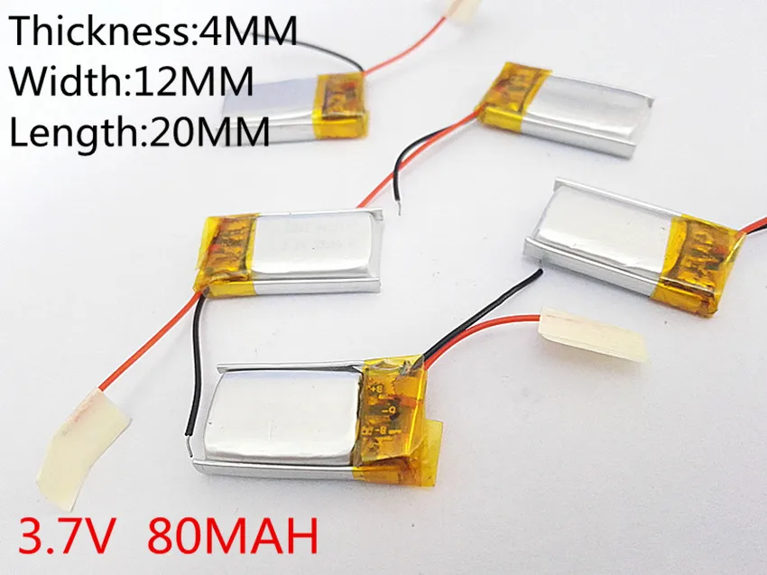 3.7V lithium polymer battery 041220 401220 80mah MP3 MP4 MP5 Bluetooth headset