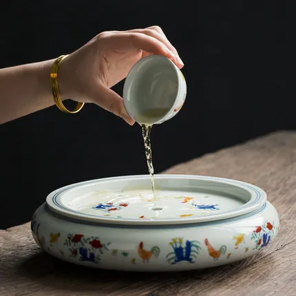 Jingdezhen Vödör Színű Csésze Tea Szett Kis Száraz Csirkehenger Tárcsát Egyszerű Helyreállítási Ősi Módok - Image 5