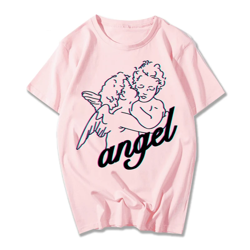 Angel Aesthetic Kawaii T Shirt Women Harajuku Korean Style T-shirt Ullzang Cute Grunge Tshirt 90s Graphic Fashion Top Tee Female